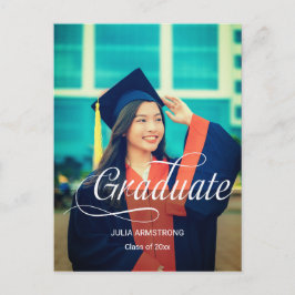 Modernes Single Foto Einfache Script Abschluss Car Postkarte