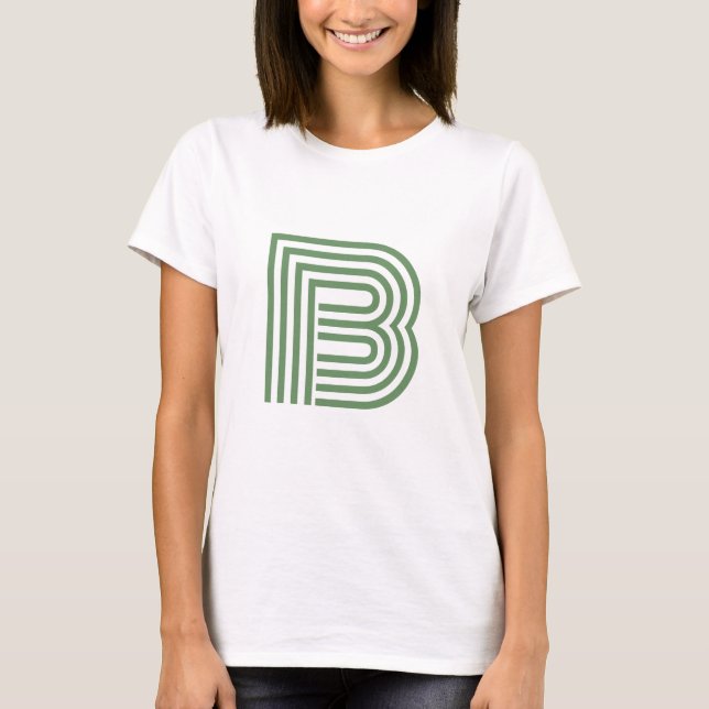 Modernes Single Letter Initial Monogram | Grün T-Shirt (Vorderseite)