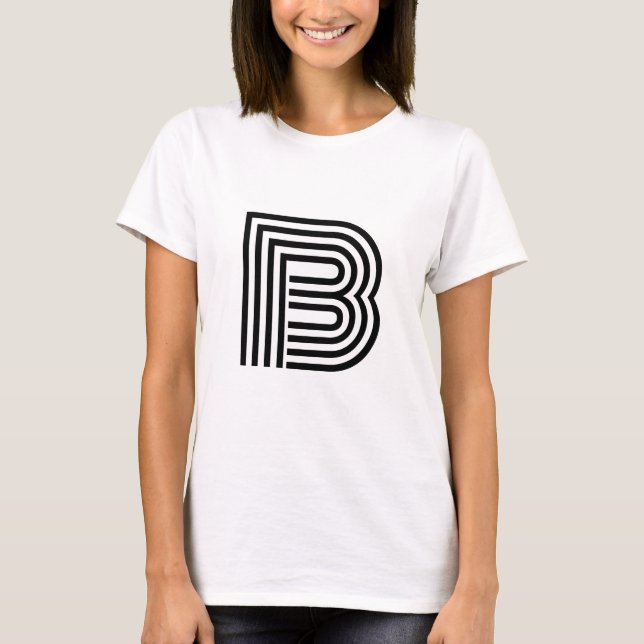Modernes Single Letter Initial Monogram | Schwarz T-Shirt (Vorderseite)