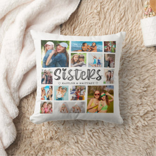 Modernes SISTERS Foto Collage Foto auf der Rücksei Kissen