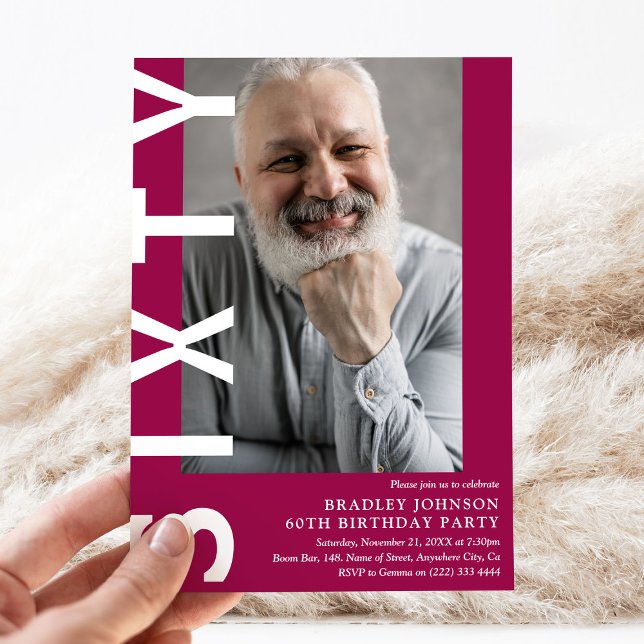 Modernes SIXTY Foto 60. Geburtstagsparty Einladung (Von Creator hochgeladen)