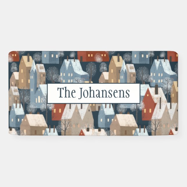 Modernes skandinavisches Winterstädtmuster Banner (Horizontal)