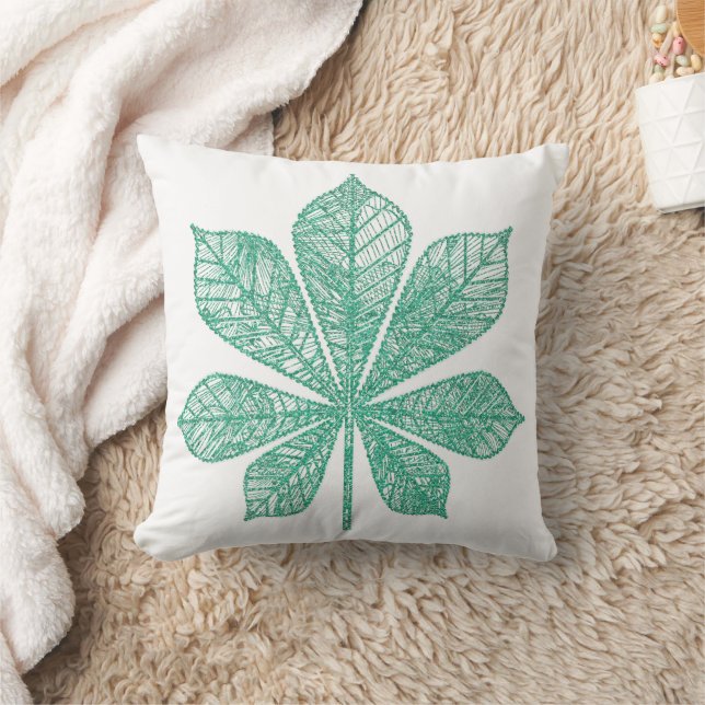 Modernes Skelett Grünes Ahornleaf Kissen (Decke)