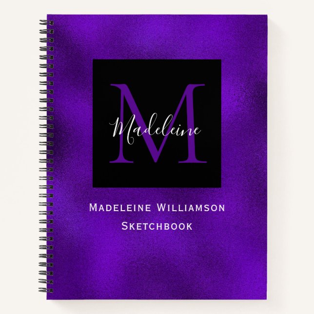 Modernes Skizzenbuch für Metallic Lila Effect Notizbuch (Vorderseite)