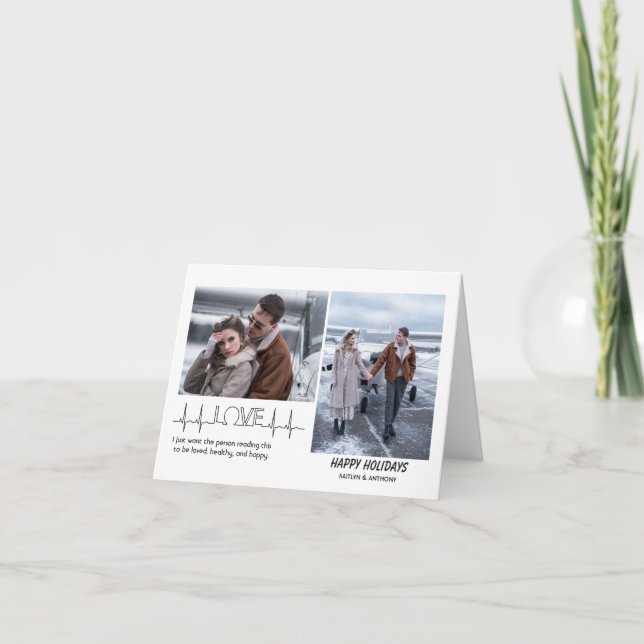 Modernes Skript 2 Fotocollage Faltkarte Feiertagskarte (Vorderseite)