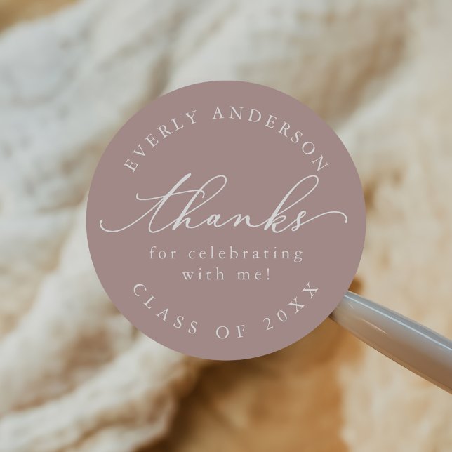 Modernes Skript Einfaches Abschluss Runder Aufkleber (Von Creator hochgeladen)