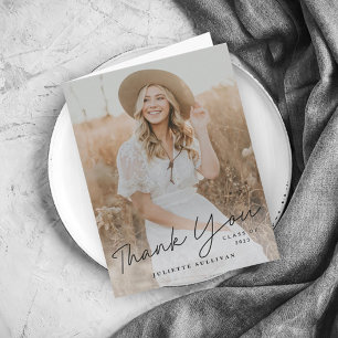 Modernes Skript Einfaches Foto Abschluss Dankeskarte