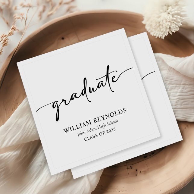 Modernes Skript Einfaches Foto Abschluss Serviette (Von Creator hochgeladen)