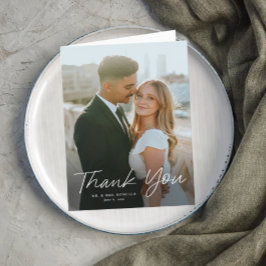 Modernes Skript Einfaches Foto Hochzeit Dankeskarte