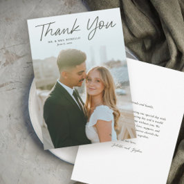 Modernes Skript Einfaches Foto Hochzeit Dankeskarte
