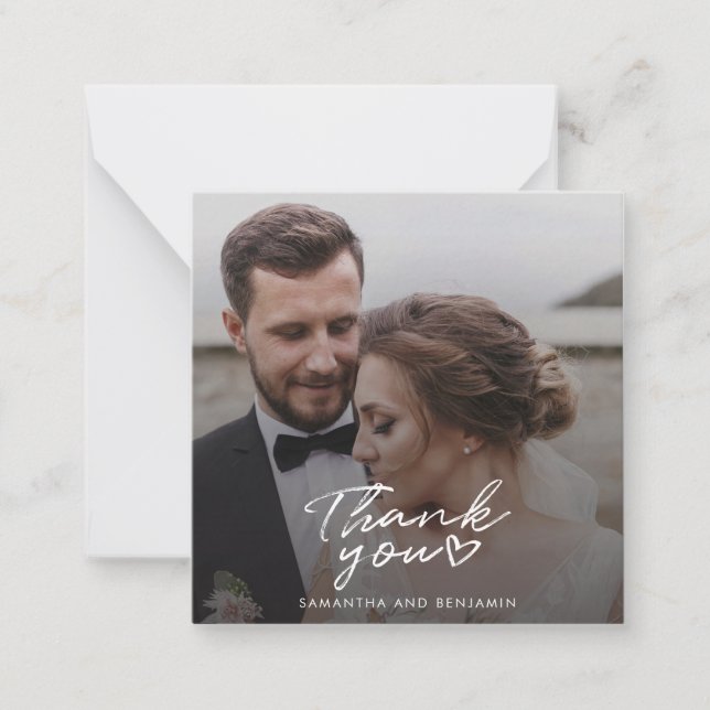 Modernes Skript Einfaches Foto Hochzeit Vielen Dan Mitteilungskarte (Vorderseite)