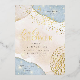 Modernes Skript Elegante Baby Shower Foil Einladun Folieneinladung