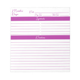 Modernes Skript Elegante Dark Pink Rezepte Notizblock