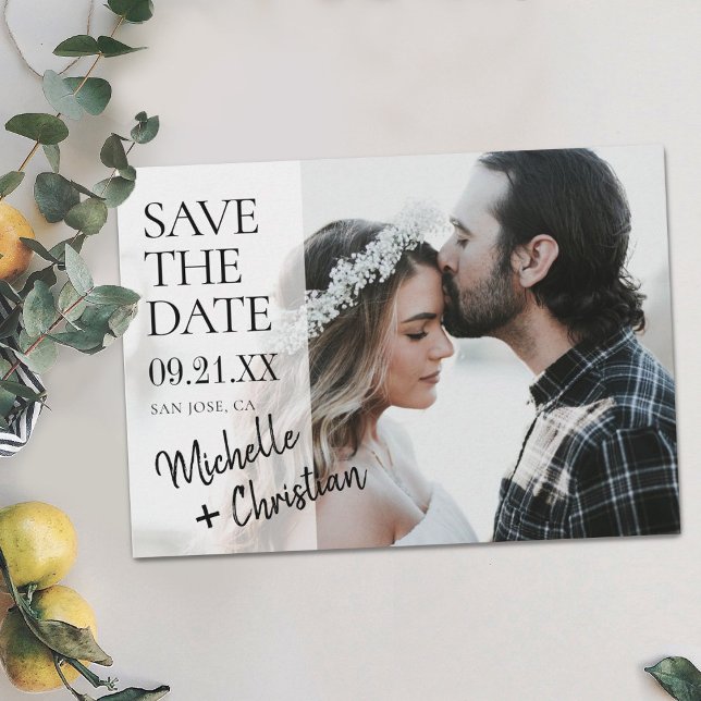 Modernes Skript-Foto Hochzeit Sichern Sie das Datu Save The Date (Von Creator hochgeladen)