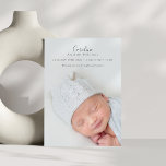 Modernes Skript-Foto Overlay Geburtsankündigung Postkarte<br><div class="desc">Modernes Script Foto Overlay Geburtsankündigung Postkarte</div>