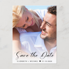 Modernes Skript-Foto-Overlay Save the Date Ankündigungspostkarte