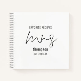 Modernes Skript Frau Name Datum Bride, um Rezept n Notizbuch