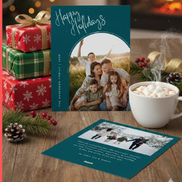 Modernes Skript Frohe Feiertage | 2 Fotos hinzufüg Feiertagskarte