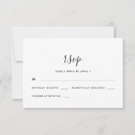 Modernes Skript Hochzeit Rsvp Schwarz-Weiß Karte