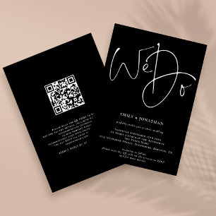 Modernes Skript machen wir QR-Code Hochzeit Schwar Einladung