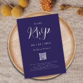 Modernes Skript Navy Blue und White Wedding Detail RSVP Karte