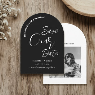 Modernes Skript Save the Date kostenlose Getränke Einladung