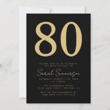 Modernes Skript Schwarz Gold Achtzigster 80. Gebur