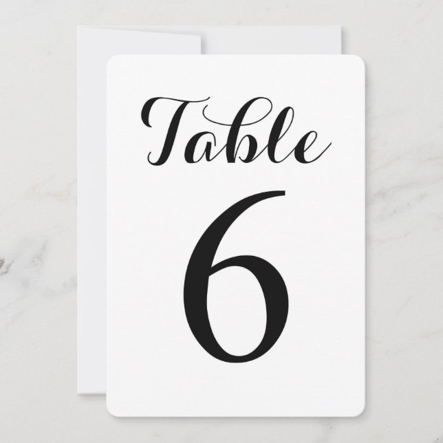 Modernes Skript Tabelle 6 | TISCHNUMMER (Vorderseite)