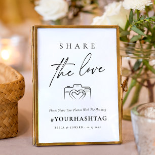 Modernes Skript teilen Sie die Liebe Wedding Hasht Poster