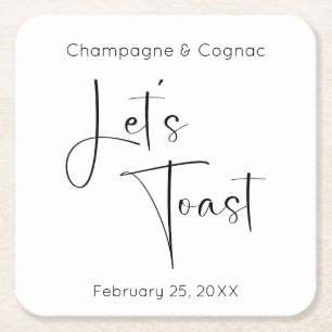 Modernes Skript Toast-Polterabend Rechteckiger Pappuntersetzer