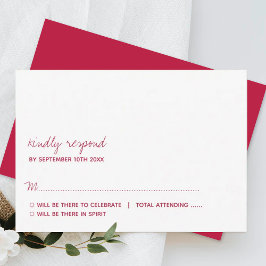 Modernes Skript Viva Magenta Minimalistische Hochz RSVP Karte