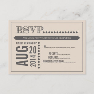 Modernes Skriptbeige & Gray Wedding RSVP Karte