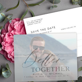 Modernes Skriptehoh-Foto Save the Date Ankündigungspostkarte