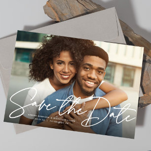 Modernes skripteinfaches Foto Save the Date Magneteinladung
