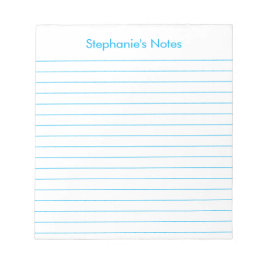 Modernes Sky Blue Lined Personalisiert Notepad Notizblock