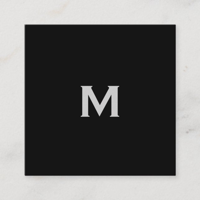Modernes Sleek Lux Monogram auf Schwarz Quadratische Visitenkarte (Vorderseite)