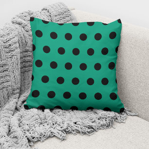 Modernes Smaragdgrünes Schwarz Polka Dots Muster Kissen