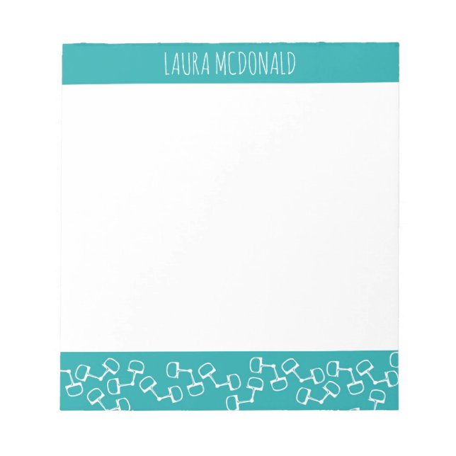 Modernes Snaffle Bit Horse Notepad - Aquamarin Notizblock (Vorderseite)