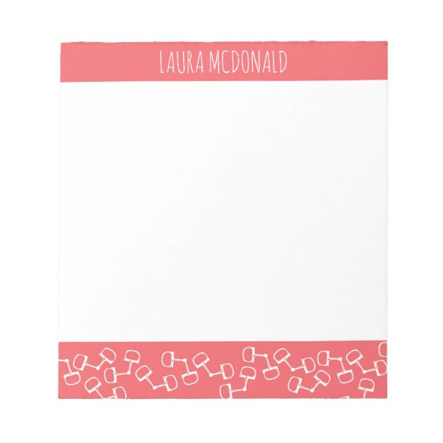 Modernes Snaffle Bit Horse Notepad - Korallen Notizblock (Vorderseite)
