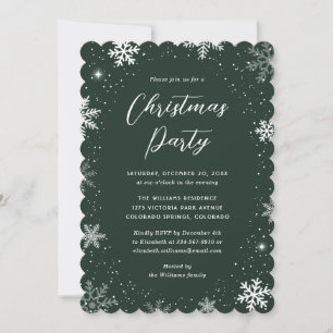 Modernes Snowflake Grünes Weihnachtsfest Party Einladung