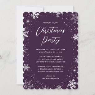 Modernes Snowflake Lila Weihnachtsfest Party Einladung