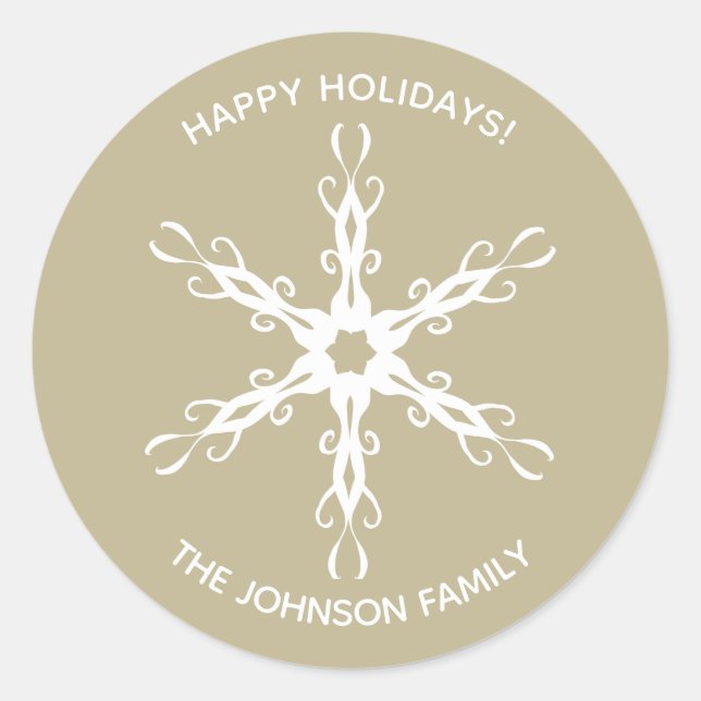 Modernes Snowflake Personalisiert Sticker (Vorderseite)