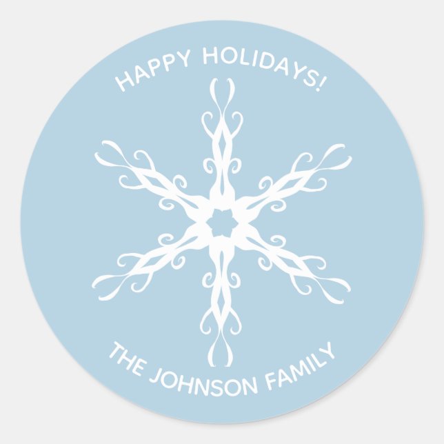 Modernes Snowflake Personalisiert Sticker (Vorderseite)