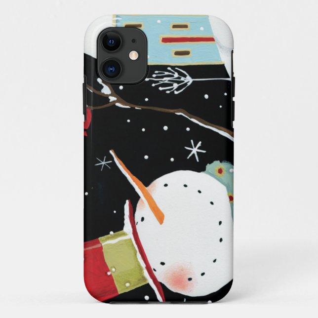 Modernes Snowmen-Winter-Zuhause Case-Mate iPhone Hülle (Rückseite)