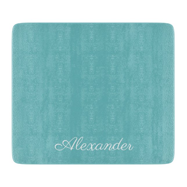 Modernes Solid Aquamarin Blue Template Weiße Schri Schneidebrett (Vorderseite)