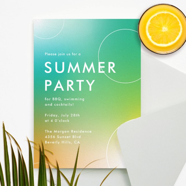 Modernes Sommercocktail-Party (grün) Einladung (simple and modern summer party invitation for adults)