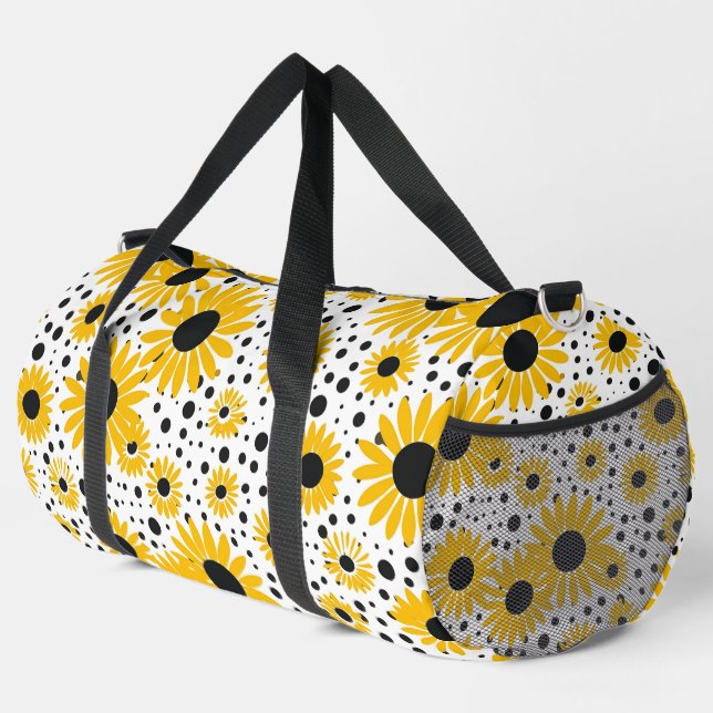 Modernes Sonnenblumenmuster Duffle Bag (Rechte Ecke)