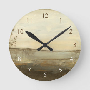 Modernes Sonnenuntergang-LandschaftsÖlgemälde Runde Wanduhr