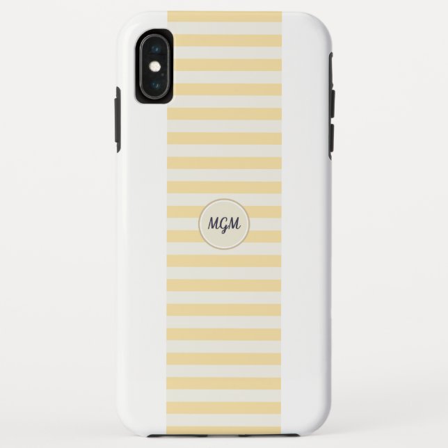 Modernes, sonniges Gelb und Creme-Streifen Monogra Case-Mate iPhone Hülle (Rückseite)