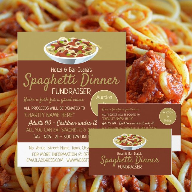 Modernes Spaghetti Dinner Fundraiser Event Flyer (Von Creator hochgeladen)